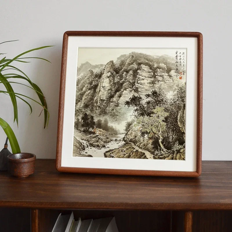 Marco de fotos de madera maciza, certificado de honor decorativo, cuadrado, de , nogal negro, de marco de fotos, 20x20 cm, 25x25cm