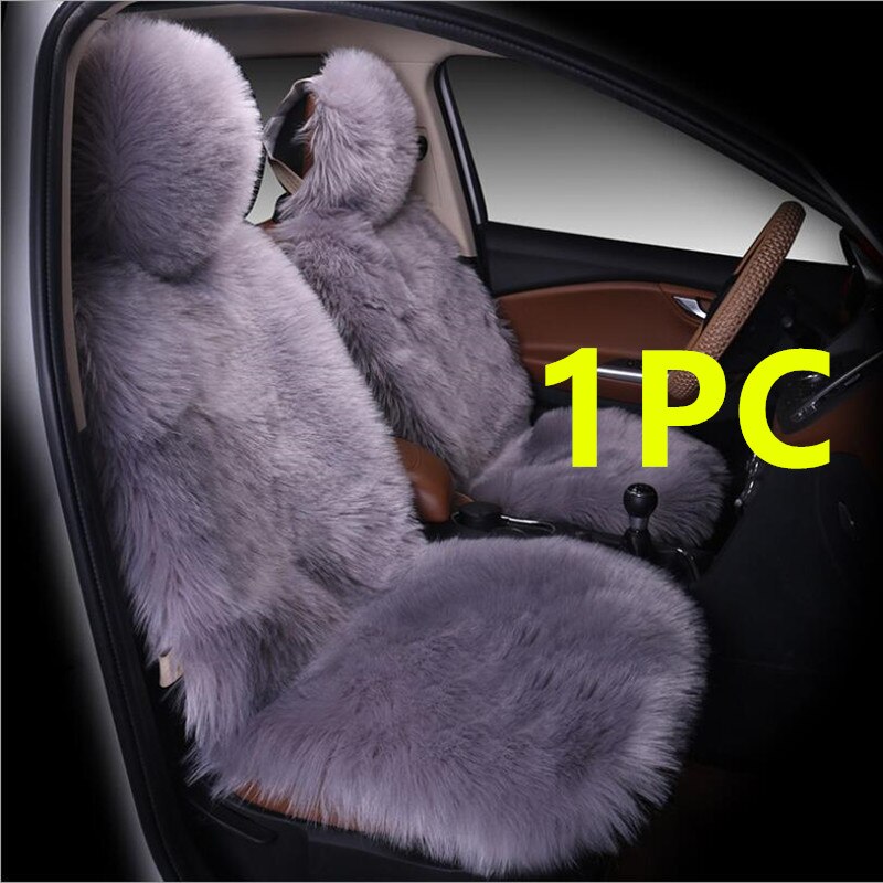 1Pc Bont Schapenvacht Auto Stoelhoezen, Universele Wol Auto Zitkussen, winter Warm Auto Voorstoel Cover Australië Imitatie Wol: Gray-blue