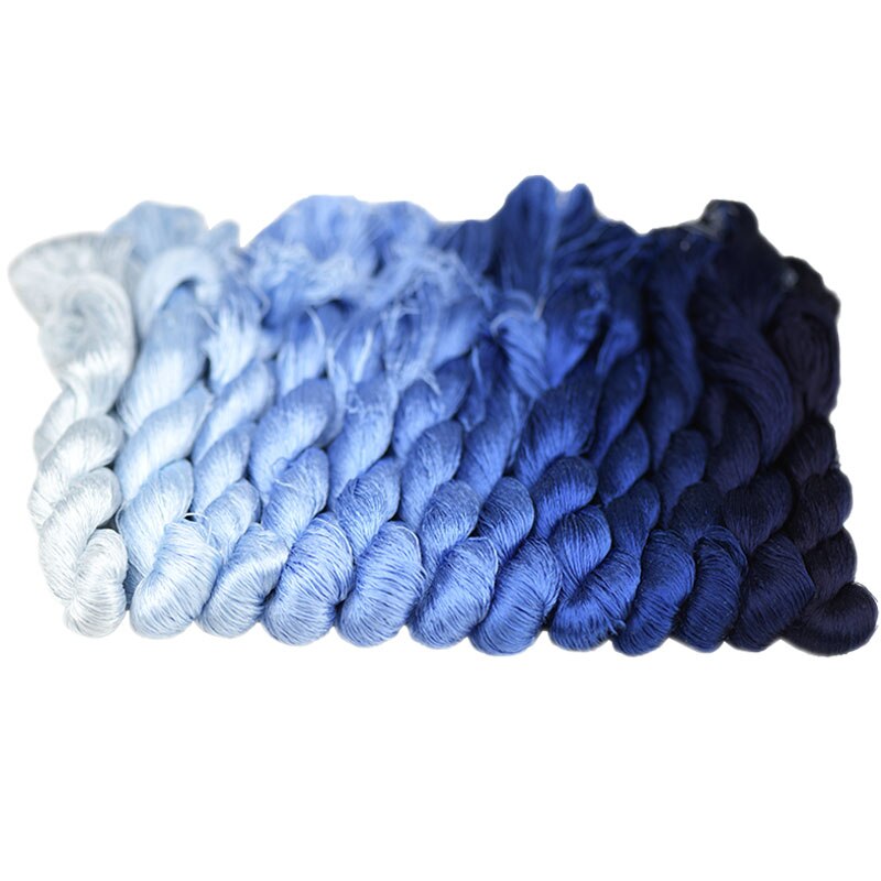 1 väri 400m suzhou kirjonta 100%  luonnonsilkki brodeerattu lanka silkki tee itse silkkisävyinen kirkas väriviiva keskiyönsininen