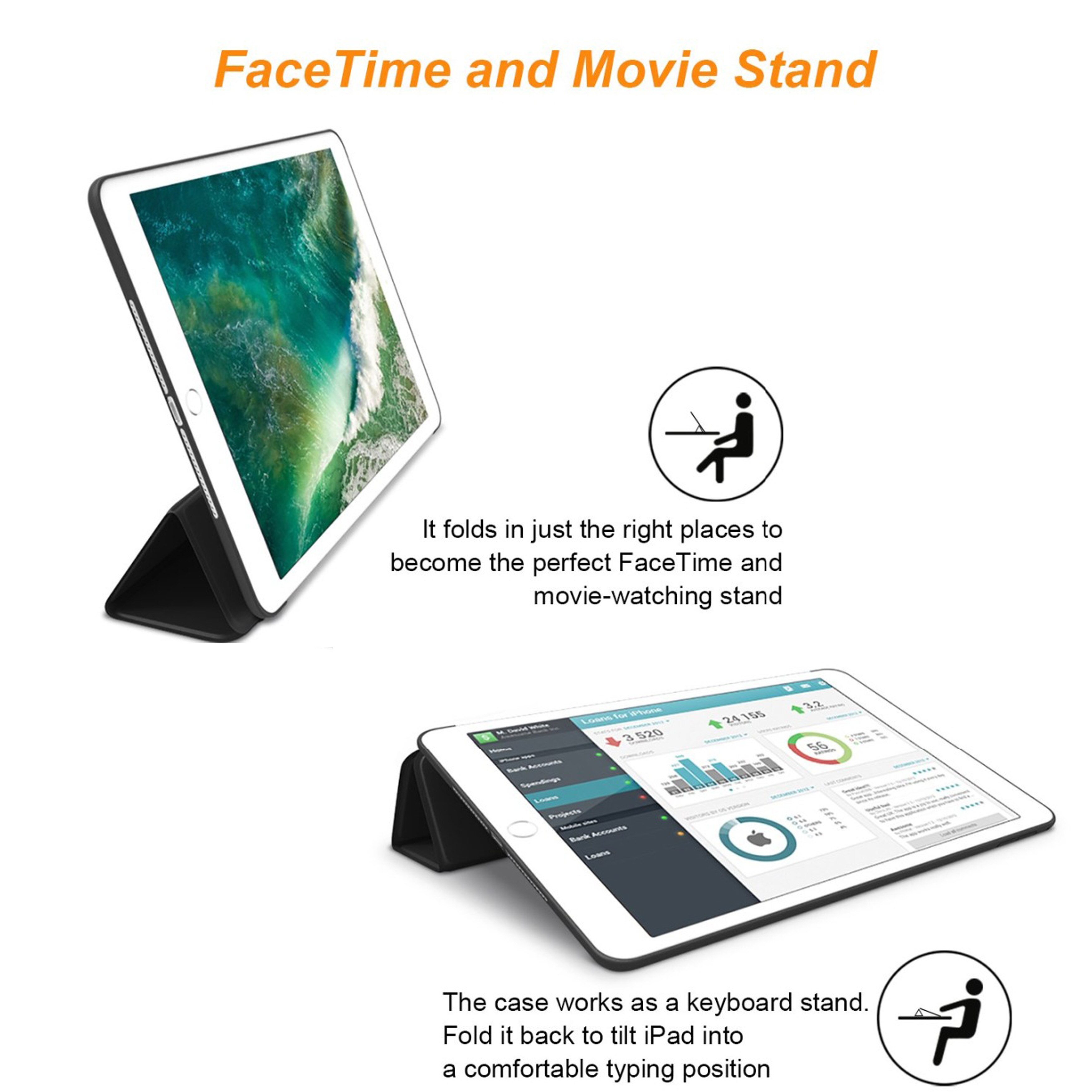Etui til apple ipad air 1 a1474 a1475 9.7 tommer smart tablet cover til ipad air 1 1474 1475 9.7 '' flip cover silikone soft shell