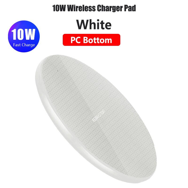 15W Qi Drahtlose Ladegerät Schnelle Lade Pad für Samsung S20 S10 Hinweis 20 10 + S9 iPhone 11 Pro xs Max X 8 Metall Drahtlose Lade Dock: 10W PC White