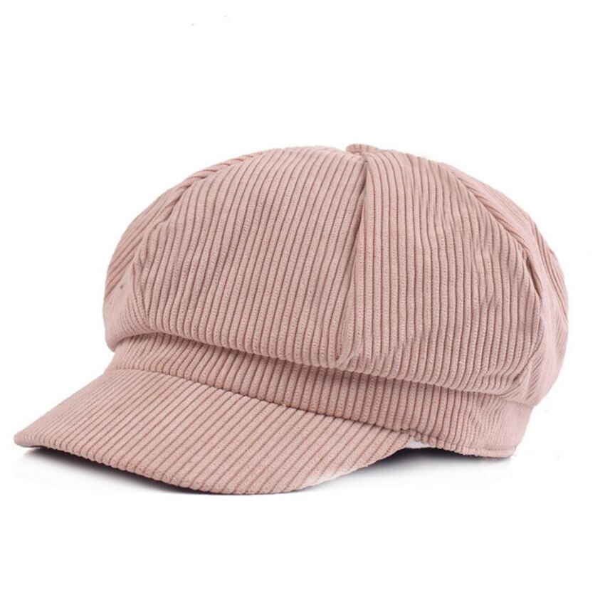 SHOWERSMILE Corduroy Newsboy Hat For Women Octagonal Cap Beret Men Vintage British Spring Autumn Khaki Painter Eight Panel Cap: beige