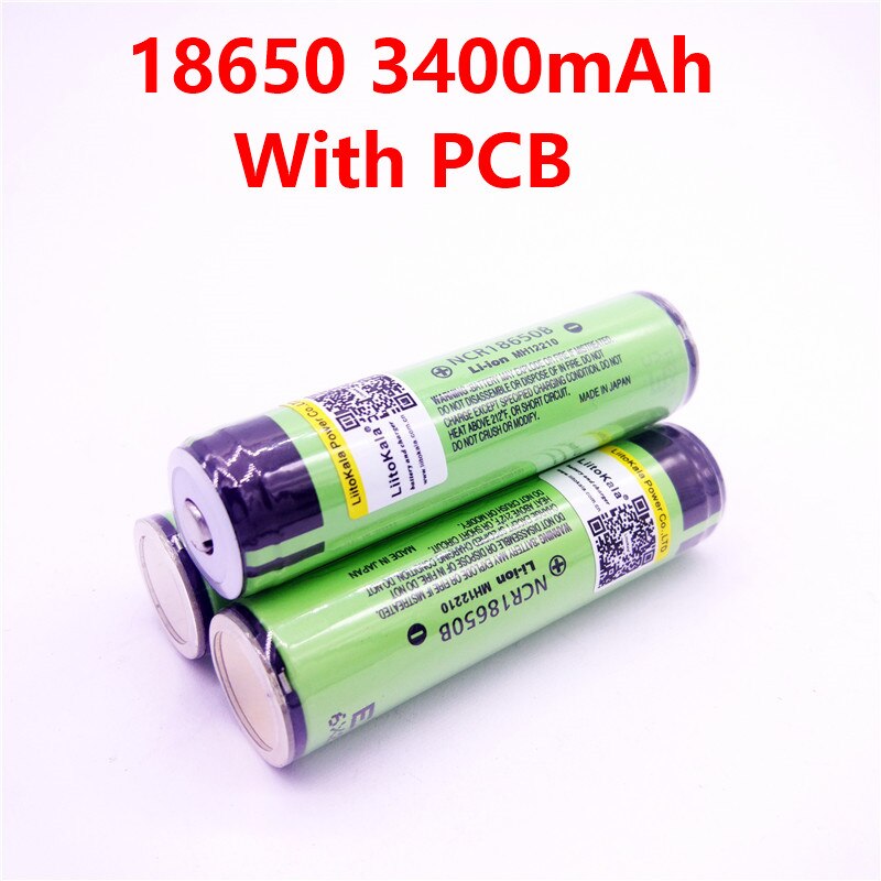 LiitoKala 100% Original 3,7 V NCR 18650B 3400 3400mAh batería recargable de energía de las baterías para linterna (PCB)