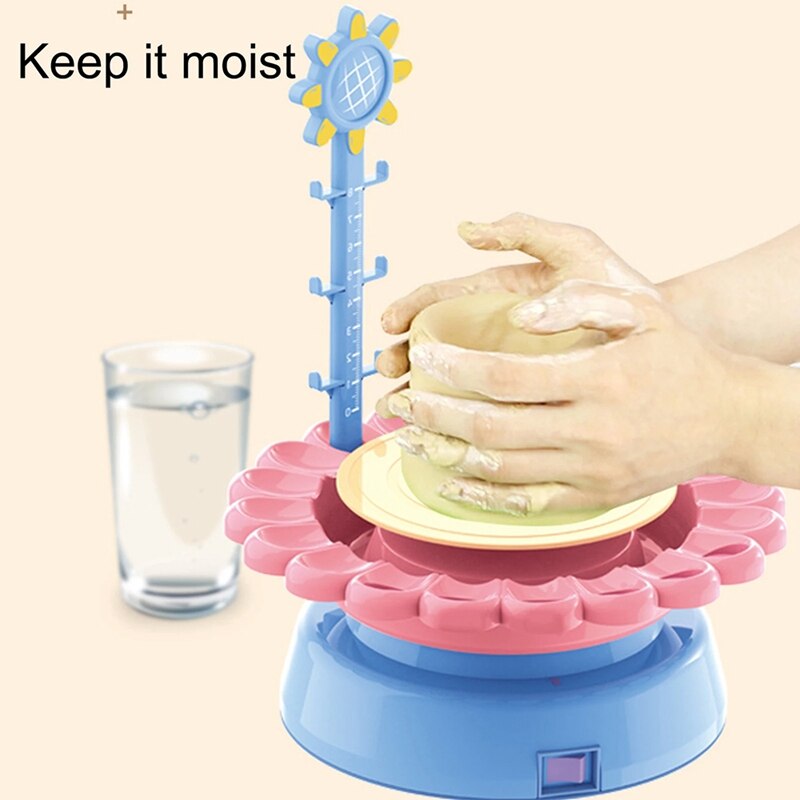 Mini Electric Pottery Machine Household Pottery Making Toy Interactive Game DIY Handicraft Ceramic Kit