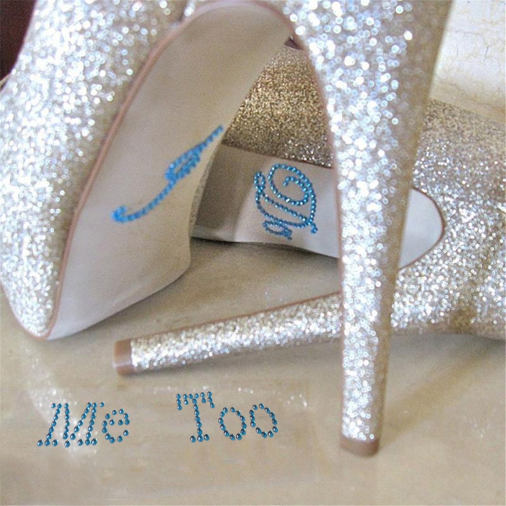 1 Set I Do Me Too Bridal Groom Acrylic Shoe Sticker White Clear Rhinestone For Shoes Decoration For Wedding Decor