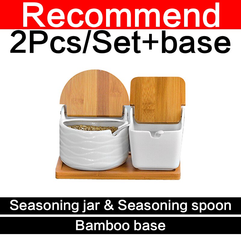 European ceramic flip seasoning jar cruet salt kitchen supplies seasoning box seasoning pot Container Condiment Jars: 2Pcs and base