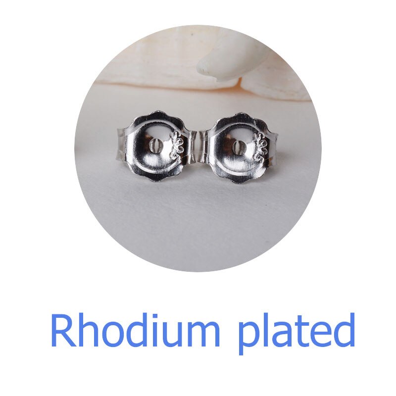 earnut,5.6mm solid 925 sterling silver earring backs friction butterfly back stopper plug ,1pair: Rhodium plated