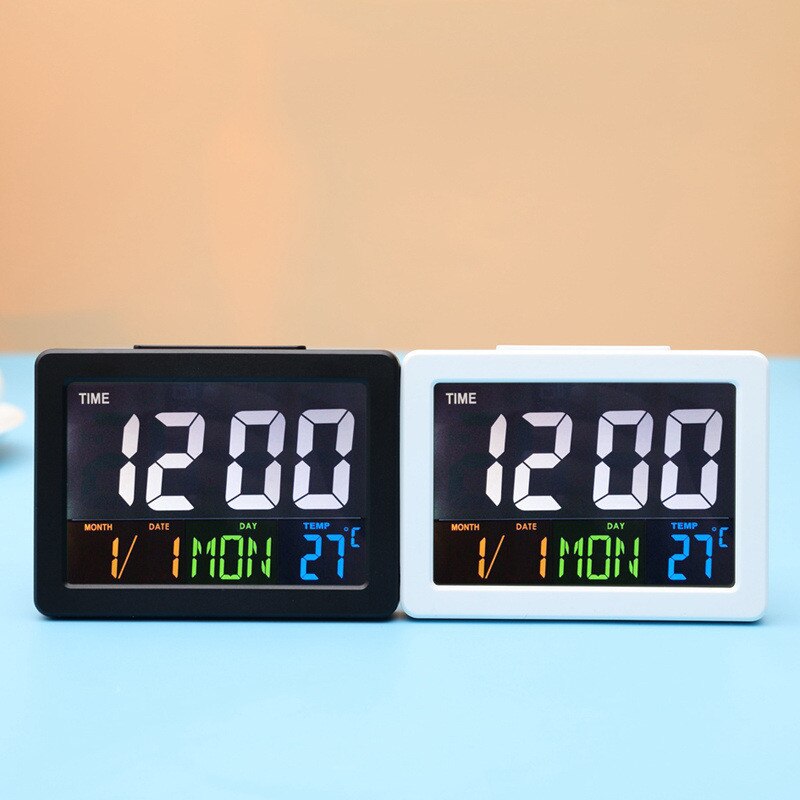 LED Alarm Desktop Digital Clock Home Temperature LCD Display Multifunction Electronic Large Calendar With Temperature