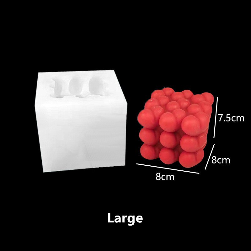 Moule en Silicone pour bougie en forme de cœur, Cube d'amour, pour décoration de bureau faite à la main, en résine époxy de gypse, aromathérapie: Large only mold