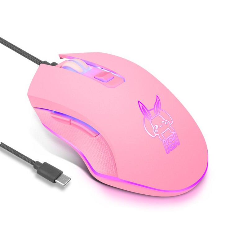 7-przycisk różowy mysz mechaniczna przewodowa mysz metalu makro rozdzielczości mysz USB mysz świecąca do gier RGB mysz ergonomiczna 3200 Dpi: 05