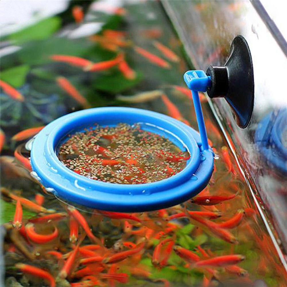 Aquarium Feeding Ring Fish Tank Station Floating Food Tray Feeder Square Circle Accessory Fish Food Feeder Suction Cup Blue