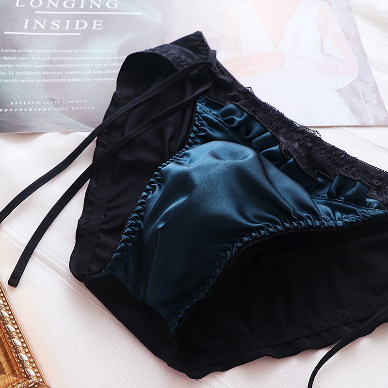 Männer Unterhose Seide sexy Weiche Unterhose Spitze T Höschen Reine Farbe Atmungsaktivem Homosexuell Unterwäsche Männlichen Schlauch Dessous