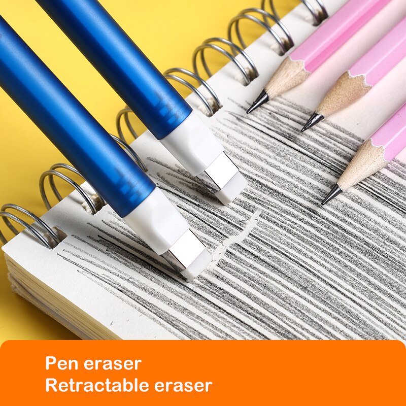 Retractable Pencil Eraser Press Eraser Rubber Student Supplies Writing School Stationery for Kids Student Drawing
