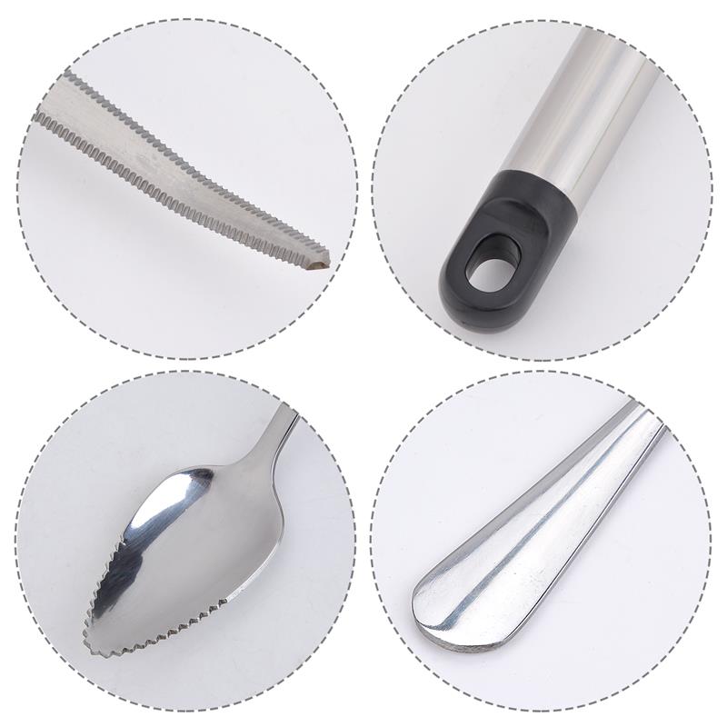 4PCS Grapefruit Spoons Stainless Steel Serrated Fruit Spoons Dessert Spoon With Grapefruit Peeler Fruit And Vegetable Tools
