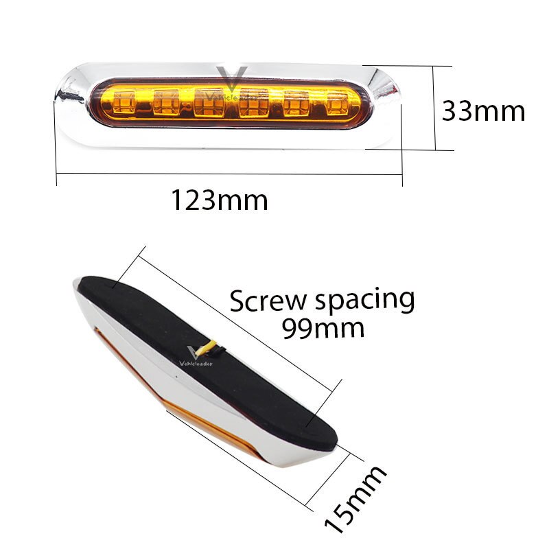 10x 12-24V Amber 6LED Chrome Bezel Side Marker Light Tail Lamp Auto Car Bus Truck Lorry Trailer caravan Clearance lights