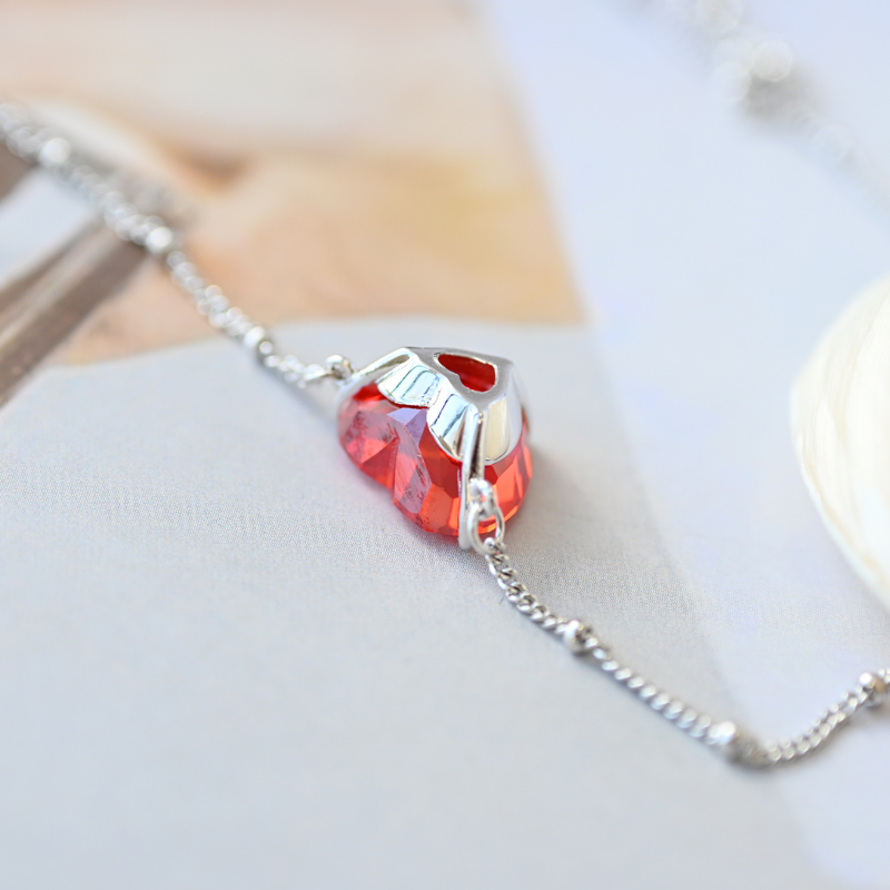 Cosya 100% 925 sterling silber padma rotes herz moissanit anhänger halskette für damen party valentinstag edler schmuck
