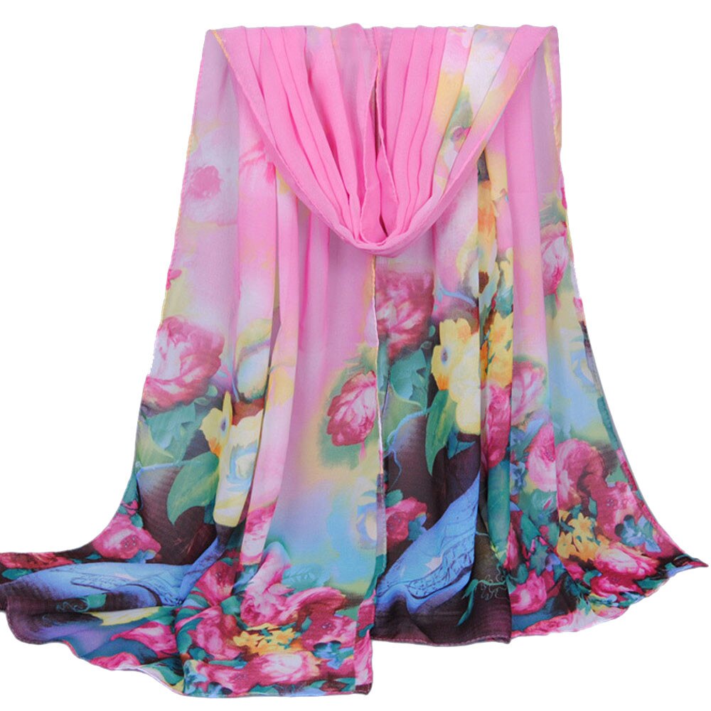 Print Color Women Scarf Women Long Soft Wrap scarf Ladies Shawl Chiffon Scarf Scarves Scarves For Ladies: Pink