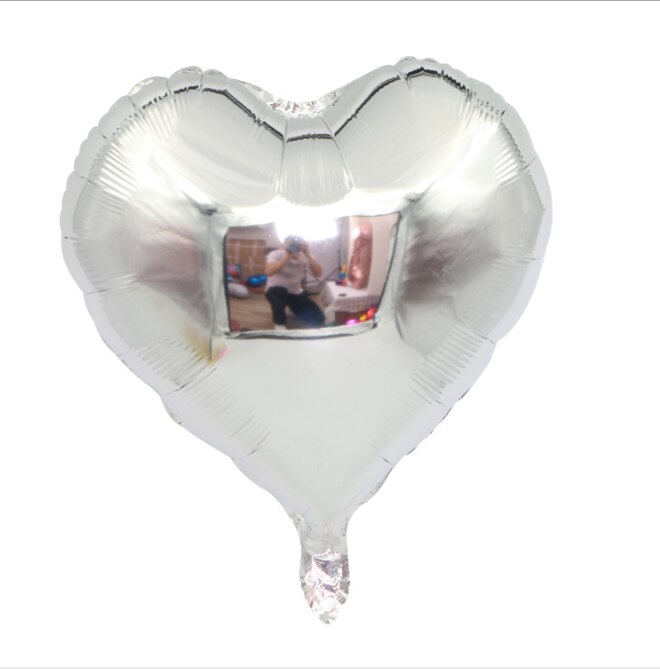 5pcs/pack 10 Inch Heart Shape Aluminum Foil Ballons inflatable birthday Wedding Party decoration balloon: sliver