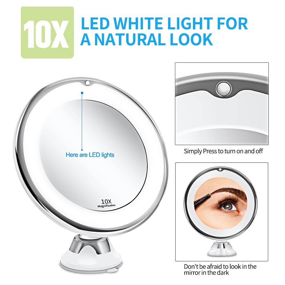 360 Degree 10X Folding Mirror Rotating Makeup Mirror My Flexible Mirror Magnifying Vanity Mirror: type 3 10x