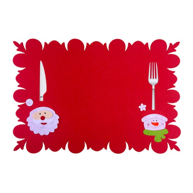 Tegneserie jul bordmåtte skål knive gaffel placemat bordindretning til jul middagsselskab: Rød