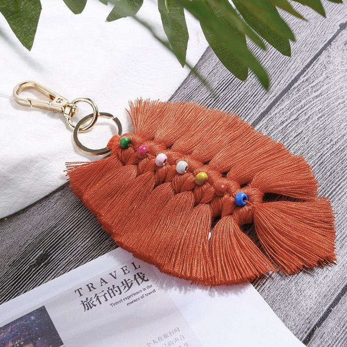 1PC Style Bohemia Leaf Tassel Fringed DIY Jewelry Garments Bag Decorative Accessories Key Chain Pendant Craft Cotton Tassels: 13