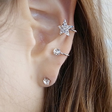 Charm Crystal Earrings On Clip For Women Small Ear Cuff Wrap Earrings 1PC 5E264