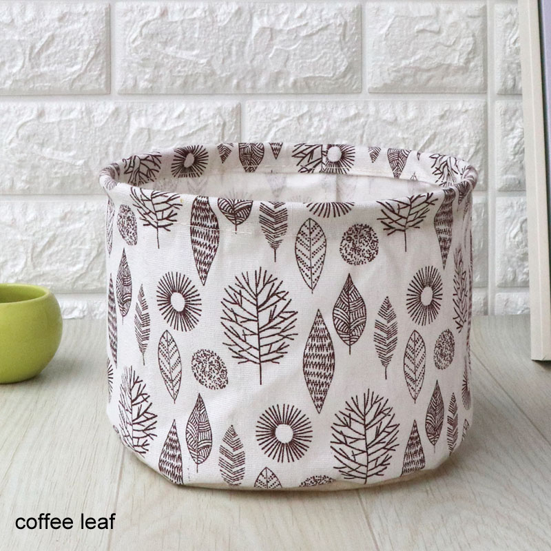 Kleine Diversen Opbergdoos Katoen Linnen Desktop Opslag Mand Leuke Tafel Ruimtebesparend Opbergzakken Multifunctionele Thuis Organizer: coffee leaf