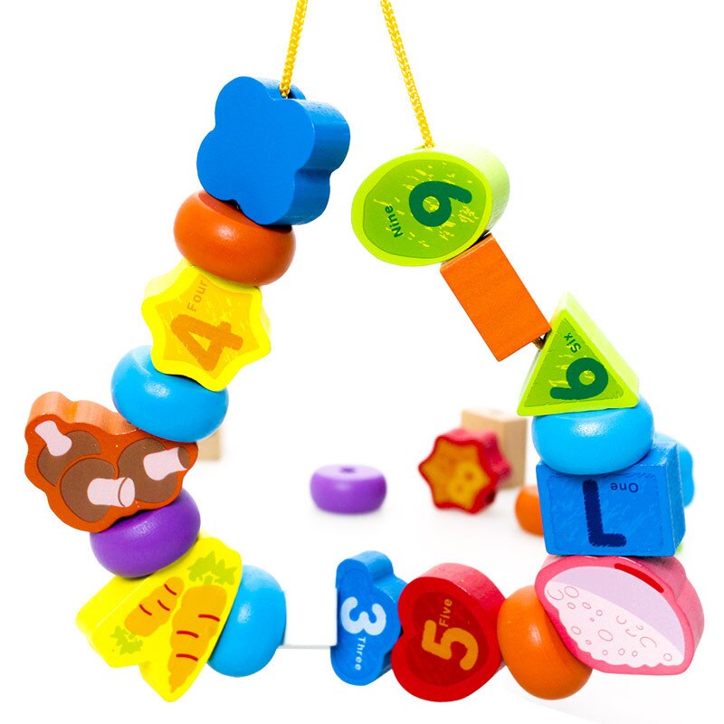 OUY Houten Vijf Fonds EEN Kralensnoer Alpinia Oxyphylla Power Threading Bouwsteen Kinderen Vroegschoolse Baby Baby Speelgoed