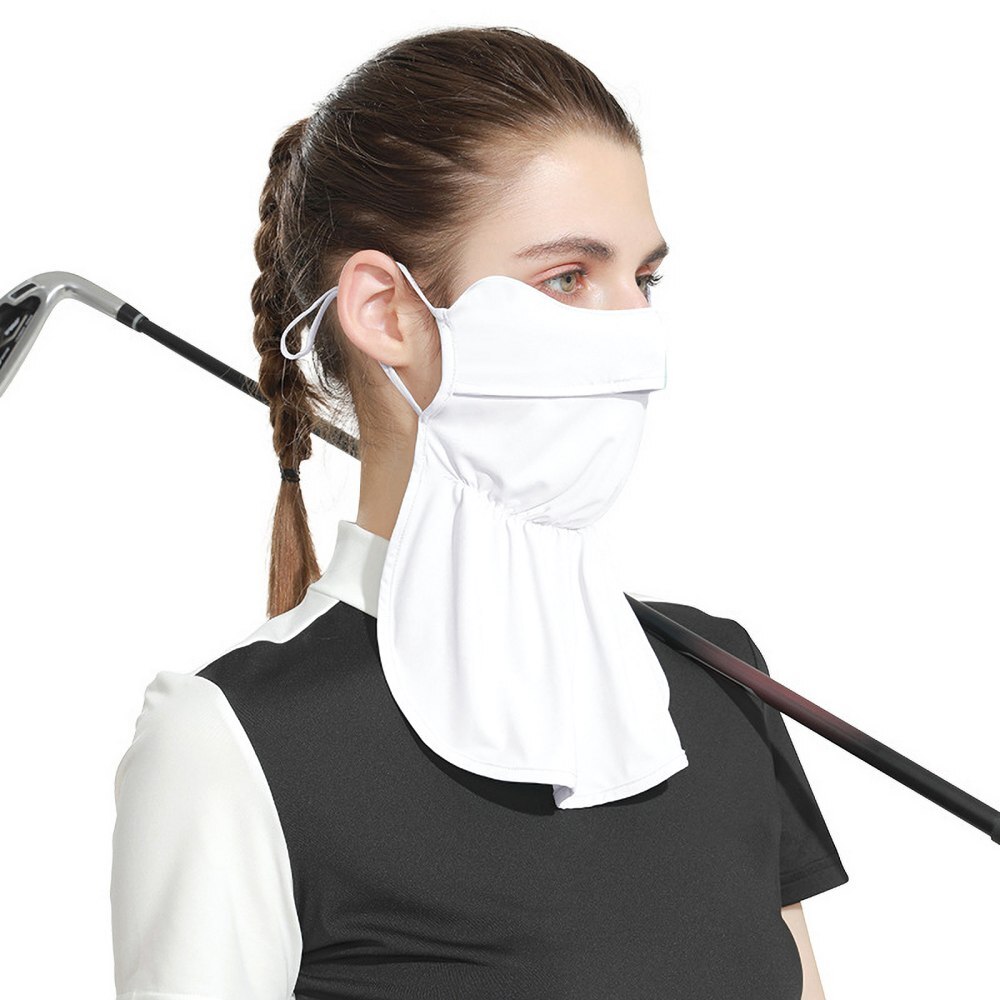 2022 Dames Lente Zomer Hals Outdoor Riding Uv-bescherming Cooling Balaclava Golf Masker: WHITE