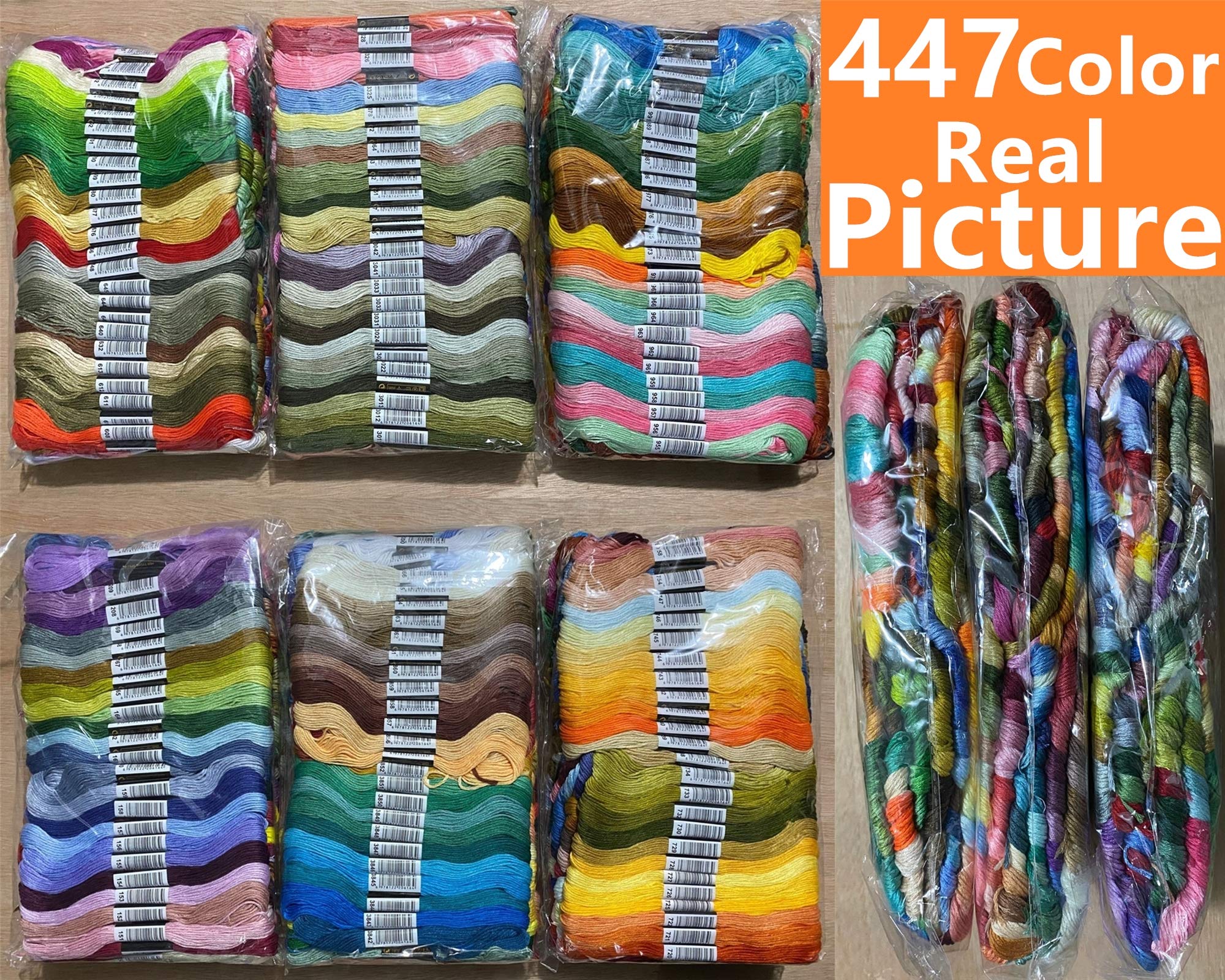 Embroidery Thread Embroidery Floss Cross Stitch Kit Premium Rainbow Embroidery DIY Threads Crafts Cotton Sewing Skein 447 Colors: 447 color no repeat