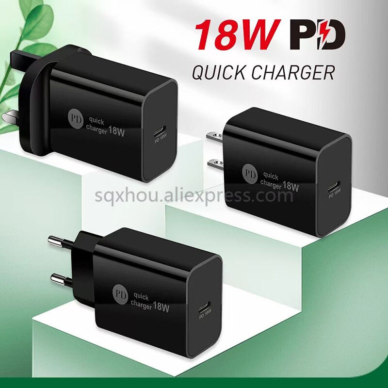 20 stück uk/us /eu 18w pd  qc 3.0 schnellladegerät für apple iphone 13, 12, 11 pro, ipad mini, samsung  s20 ultra und note schnellladeadapter