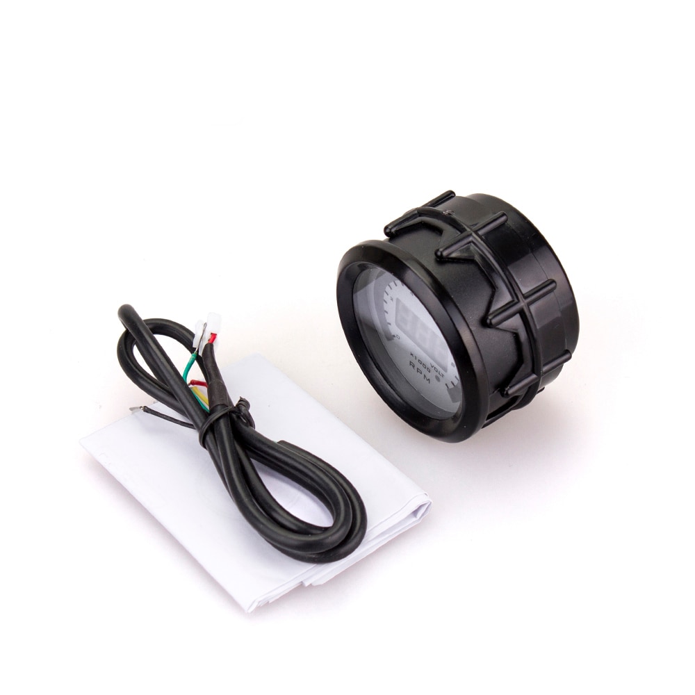 Tacómetro de coche de 52mm + voltímetro medidor de voltaje motocicleta voltímetro 10000 rpm indicador digital LED tacómetro multifunción