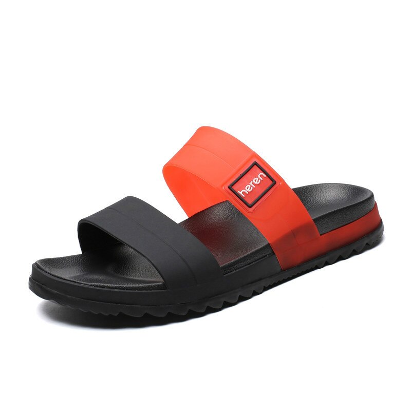 Coslony Sandalen Männer Sommer Hausschuhe gucken Zehe kippen-Flops Männlichen Ich bin Freien Nicht-Unterhose Flache Strand Rutschen Hause Atmungs hausschuhe: Schwarz rot / 11