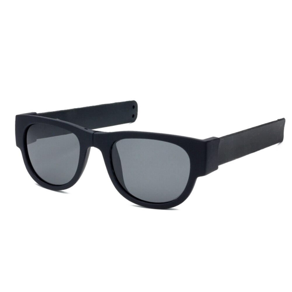 plegable hombres mujeres gafas de sol pulsera slapplable polarizadas gafas de senderismo: black