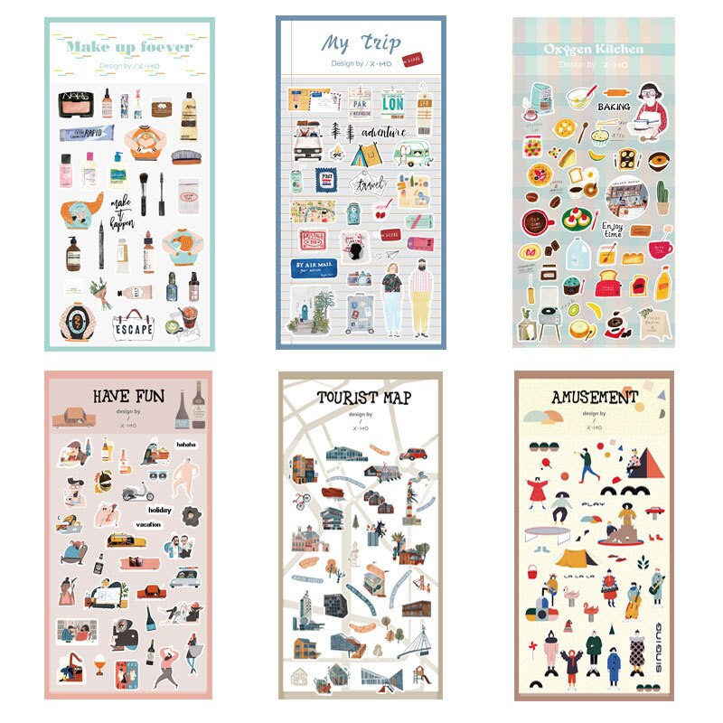6 ontwerp mijn reis keuken kaart make-up papier sticker scrapbooking cartoon stijl planner boek decoratie