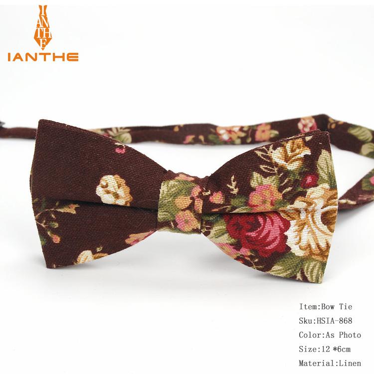 Corbatas de lino con estampado de flores para hombre, corbatas clásicas con estampado de flores, Estilo Vintage, para novio y boda,: IA868