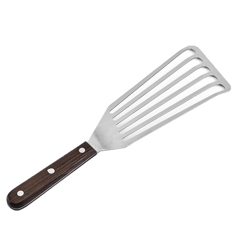 Fish Turner Set Fish Spatula With Wooden Handle Stainless Steel Fish Slice For Cooking Slotted Spatula Turner Cookware For BBQ