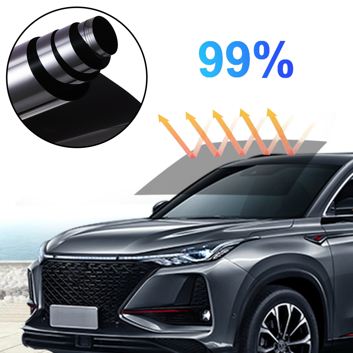 Solfilm för fönster uv-värmereflekterande hemmakontorsglas värme sol uv-skydd solskyddsfilm 3 mx 50cm vlt solfilm för bilkarosser