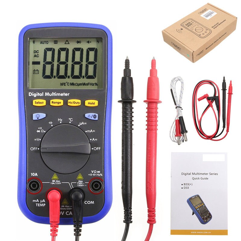 multimètre numérique bluetooth LCD BLE 4.0 avec fil de Test Thermocouple de type K 6000 rétro-éclairage réel 10M Ohms