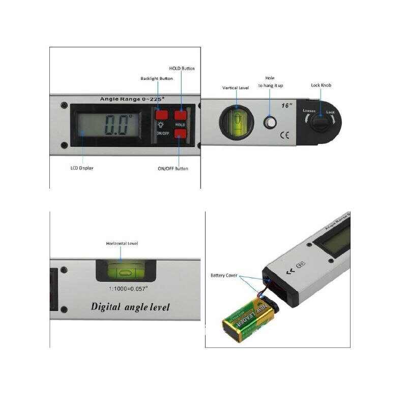 0-225 Degree Digital Angle Level Meter Horizontal ... – Grandado