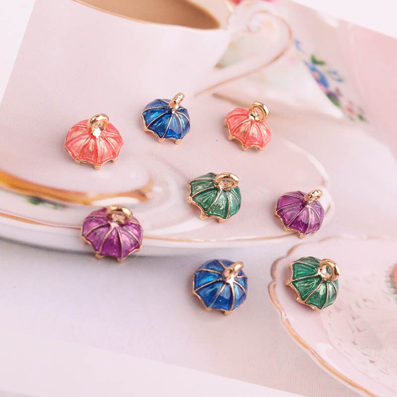 20pcs 10*10MM DIY Enamel 3D Umbrella Charms Alloy Small Metal Bracelet Pendant Accessories Jewelry Dangle Materia