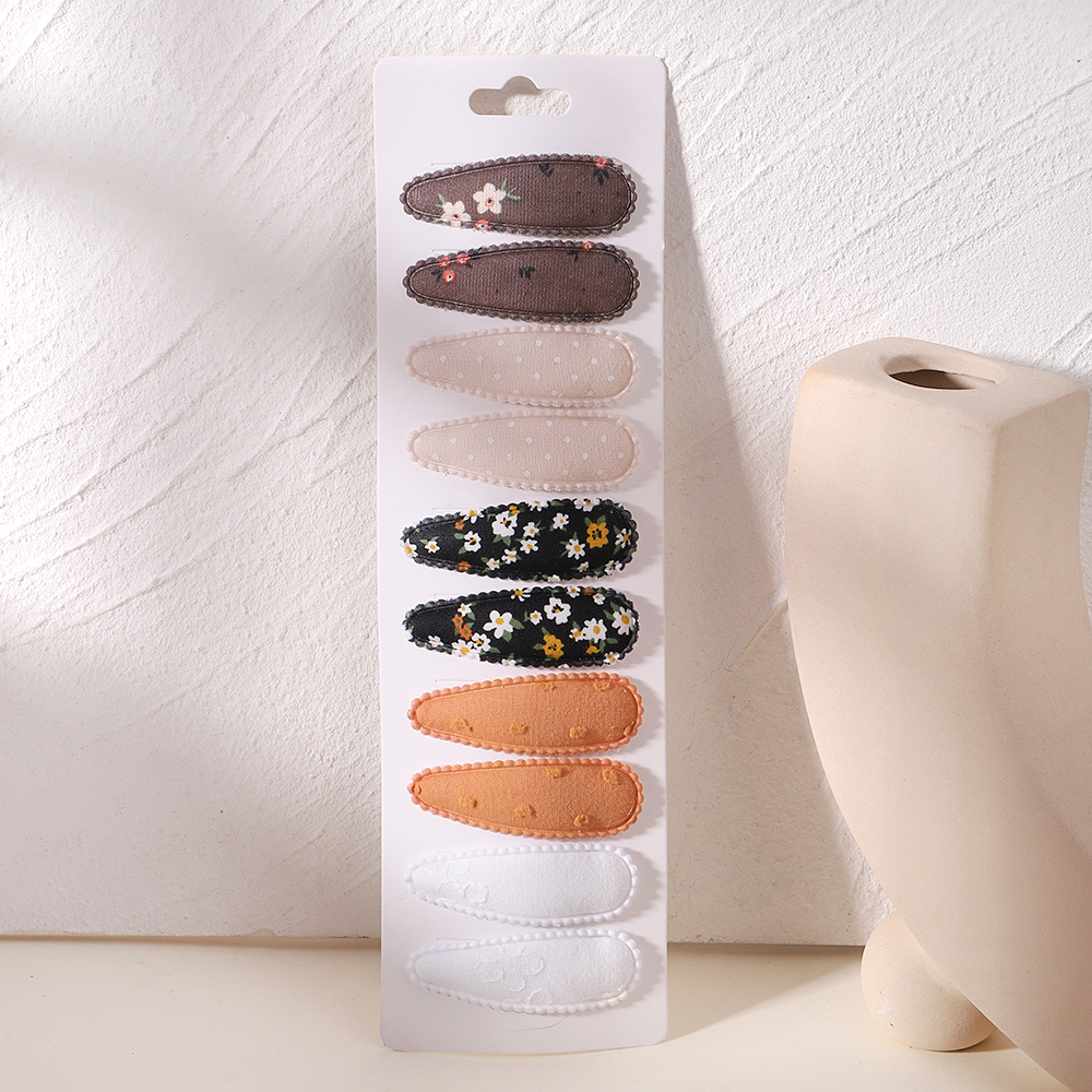 10 Uds. Horquilla para bebé, conjunto de pinzas para el cabello de aleación de algodón con estampado fresco, horquillas BB a cuadros de tela, accesorios para el cabello para niños: Gris oscuro