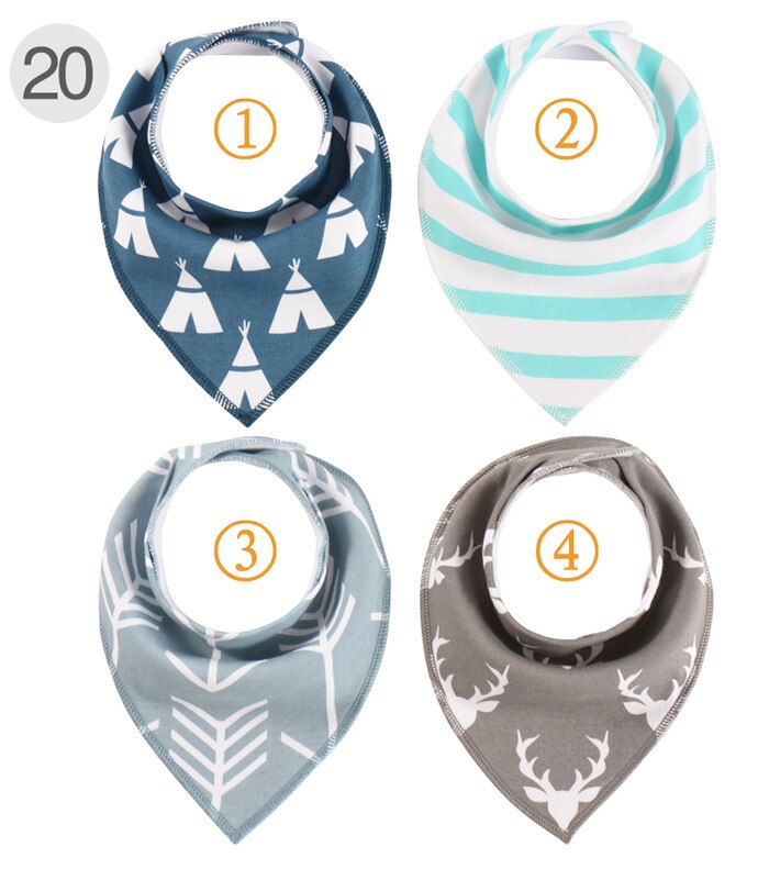 4 stycken haklappar för pojkar och flickor rapsdukar bandana haklappar babybandana vattentäta dribbla haklappshanddukar för spädbarn: Mönster 20