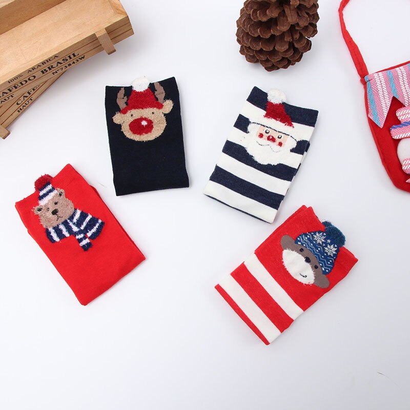 4 Pairs/set Santa Christmas Socks Decoration Merry Christmas Ornament Happy Year Xmas Noel Navidad Natal