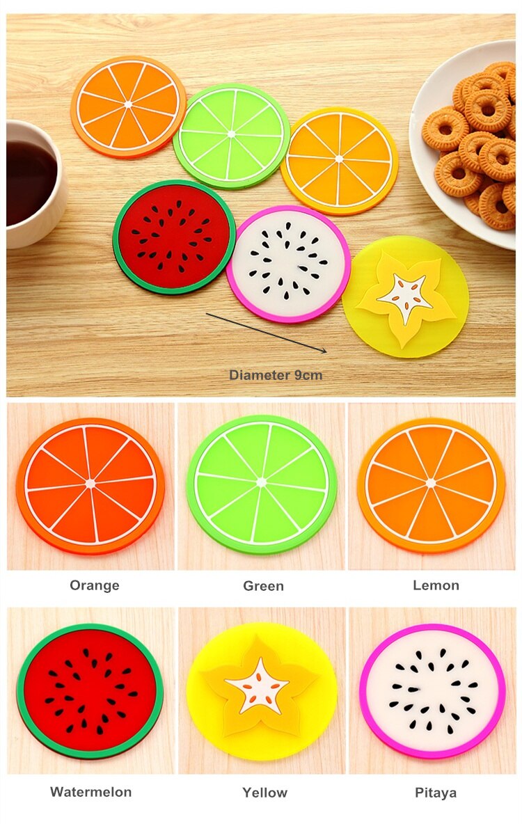 6 stk frisk frugt coaster nyhedsplacering til krus kop bord dekoration papirvarer kontor tilbehør skole forsyninger  a5187