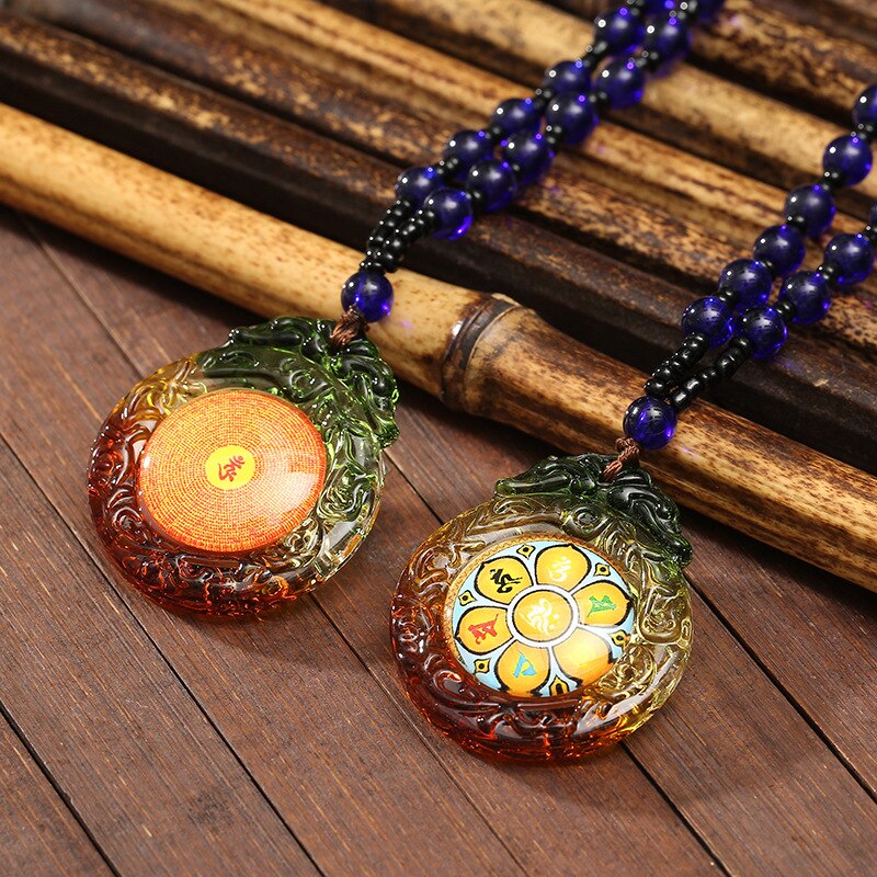 Tibetan Pendant Buddhism Amulet Necklace Shurangama Mantra Talisman Lucky Wealth Necklace Jewelry Accessories: 1PCS   12