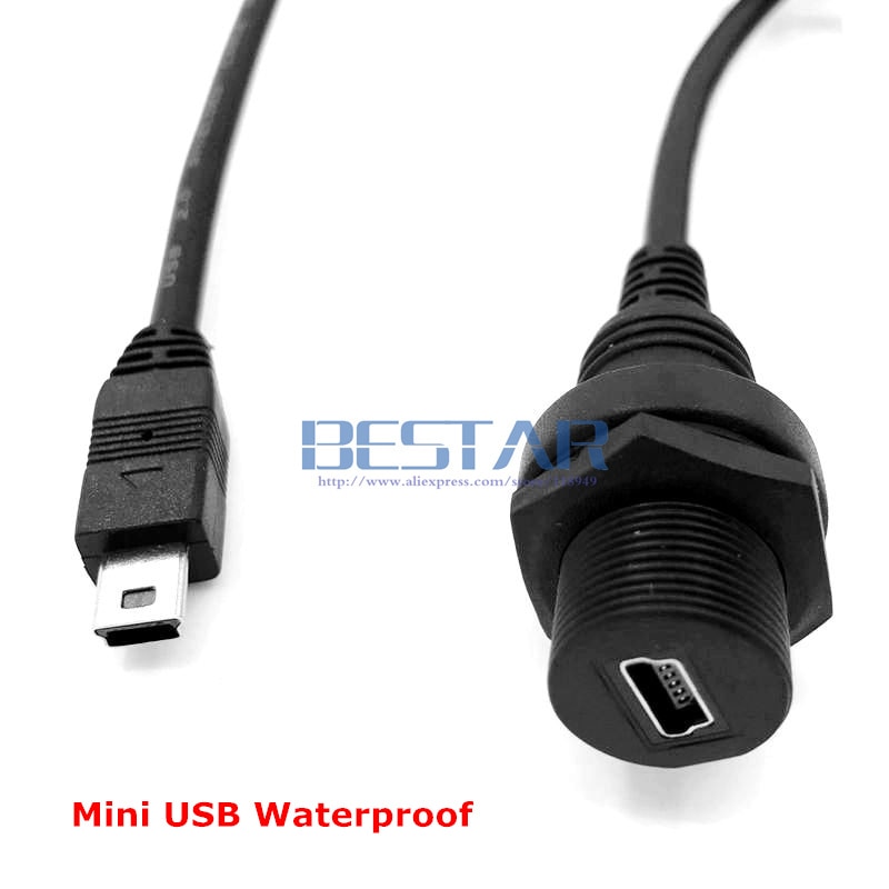 20 CM Mini USB &amp; Micro USB 2.0 IP67 Waterdichte Kabel, Mini-USB Micro-USB Man vrouwelijke Water Proof Connector verlengsnoer 1 m