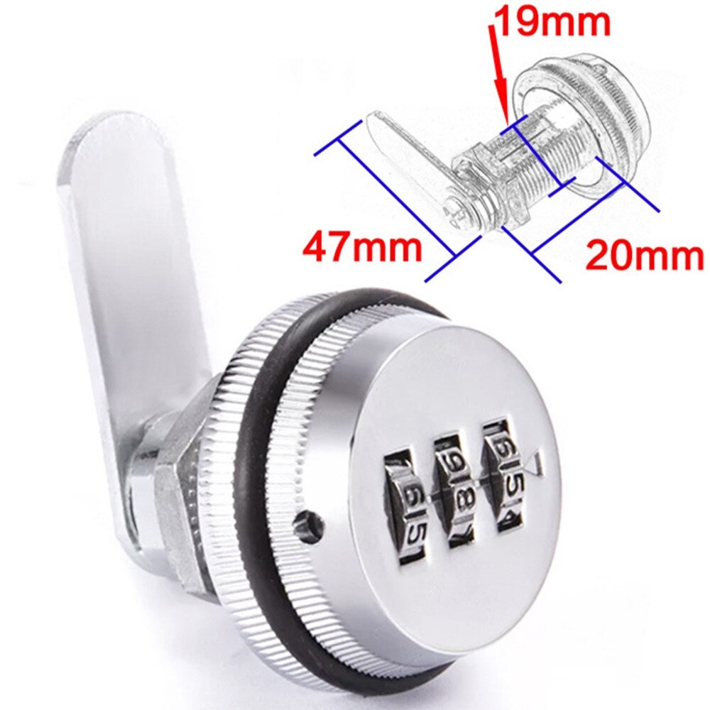 3-digit Password Cabinet Lock Key Less Drawer Combination Locks Security Home Cam Lock Zinc Alloy Door Hardware for Mailbox: Silver