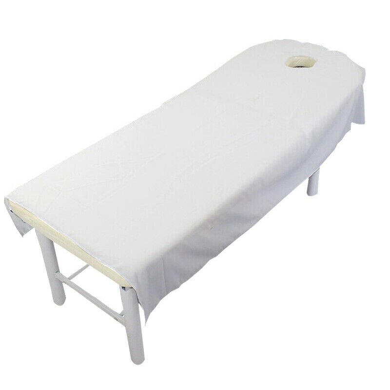 190Cm Massage Tafel Couch Cover Gezicht Gat Laken Protector Cosmetische Bed Schoonheid Blad Voor Salon Spa Voetverzorging winkel 6 Kleuren: White