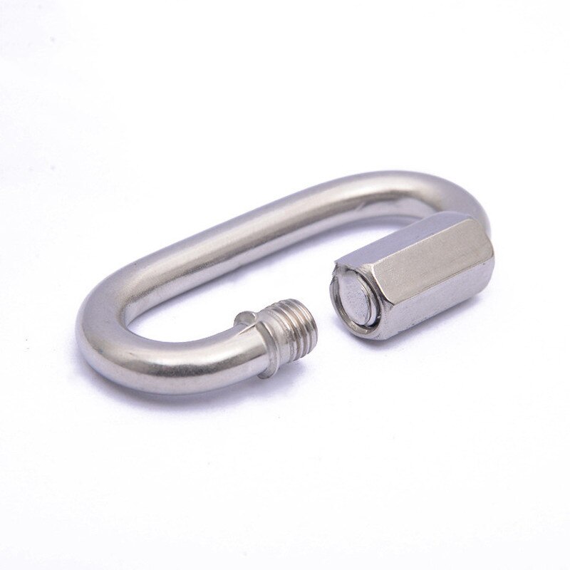 Stainless Steel Screw Lock Climbing Gear Carabiner Quick Links Safety Snap Hook Chain Connecting Ring Carabiner Chain Buckle